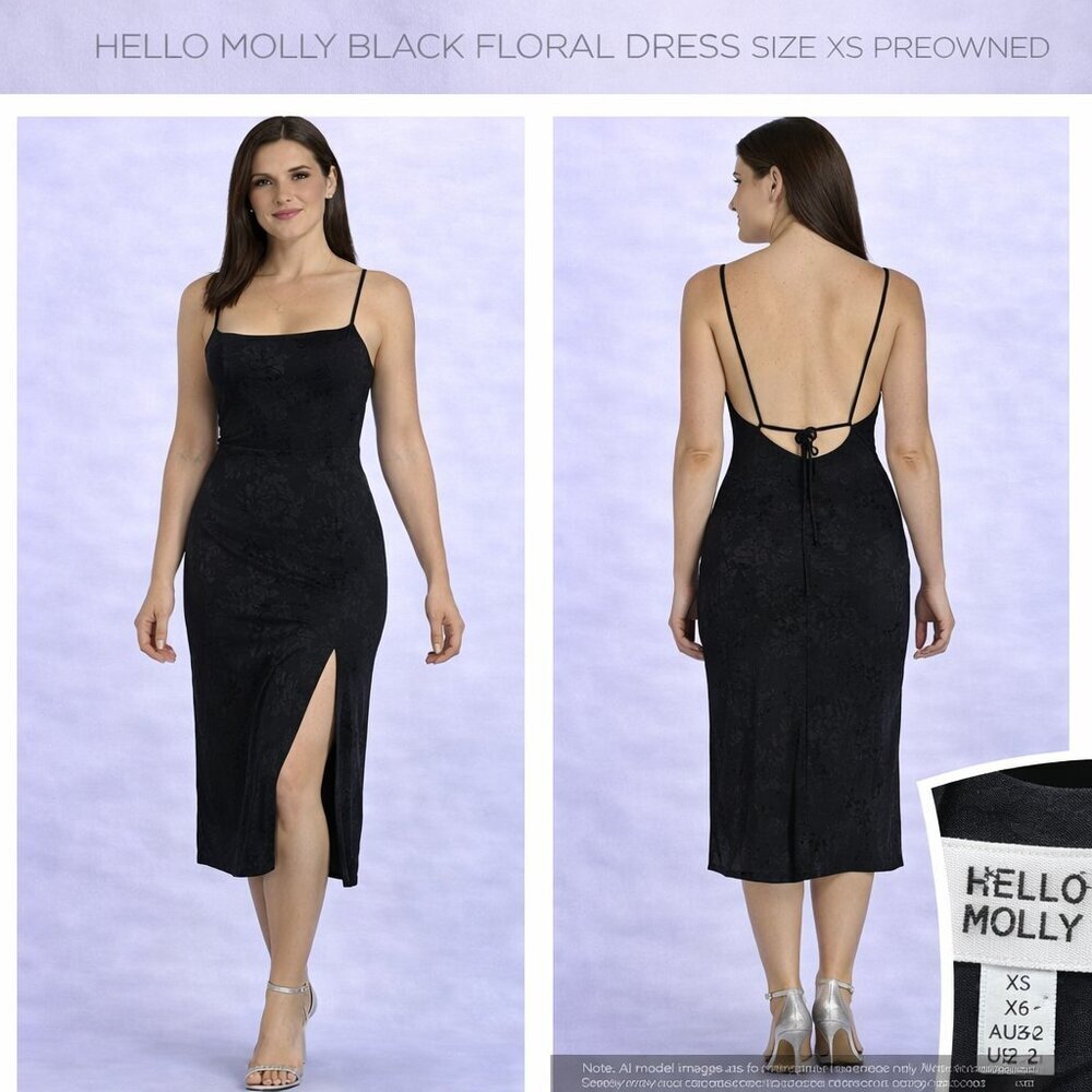 Hello Molly Black Floral Midi Dress XS